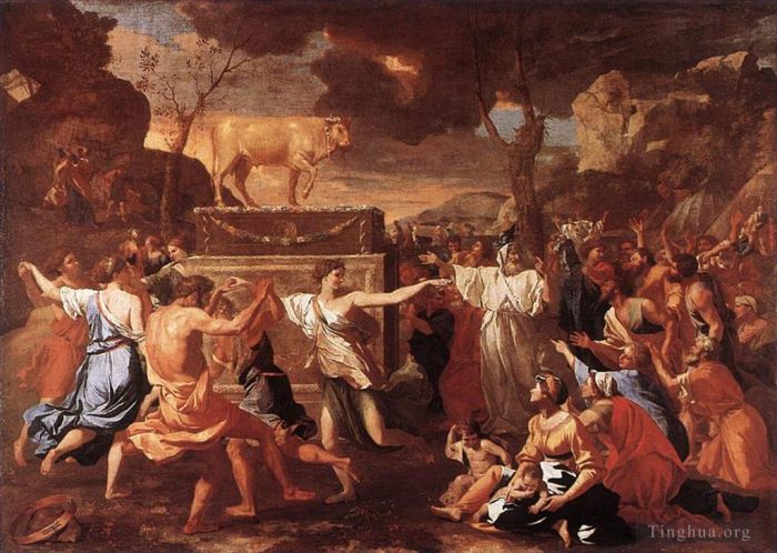Nicolas Poussin Peinture à l'huile - Adoration du veau d'or