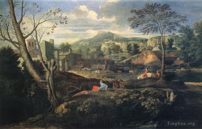Nicolas Poussin Peinture à l'huile - Paysage idéal