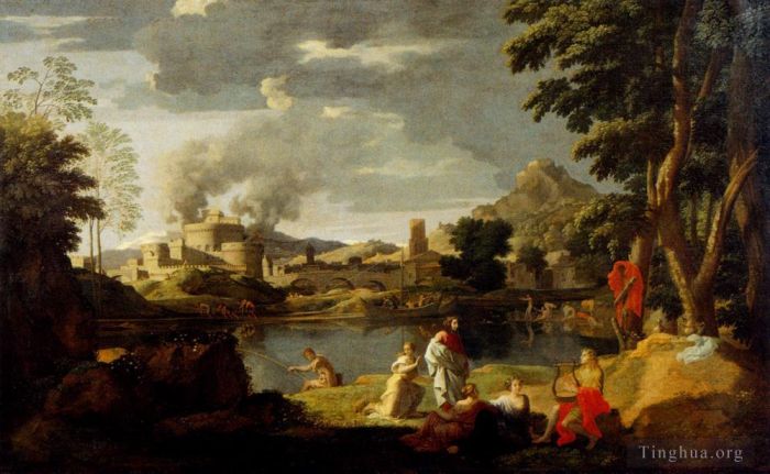 Nicolas Poussin Peinture à l'huile - Nicolas Paysage avec Orphée et Eurydice