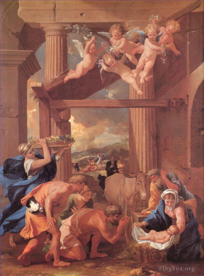 Nicolas Poussin Peinture à l'huile - L'Adoration des bergers
