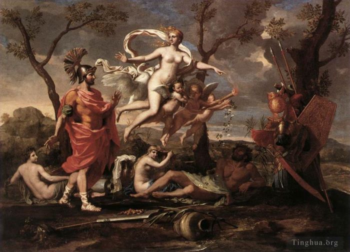 Nicolas Poussin Peinture à l'huile - Vénus présentant les armes à Énée