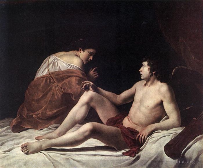 Orazio Lomi Gentileschi Peinture à l'huile - Cupidon et Psyché