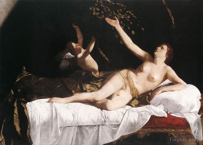 Orazio Lomi Gentileschi Peinture à l'huile - Danaé baroque Orazio Gentileschi