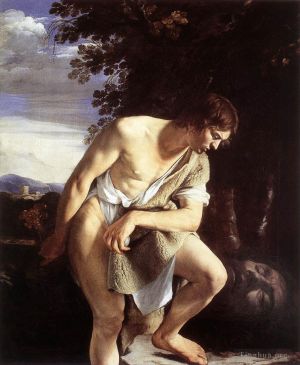 Orazio Lomi Gentileschi œuvres - David contemplant la tête de Goliath