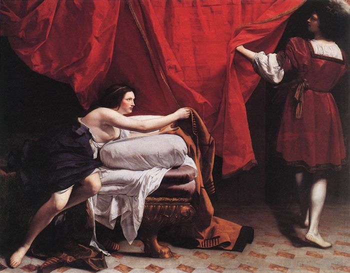 Orazio Lomi Gentileschi Peinture à l'huile - Joseph et Potiphar, épouse