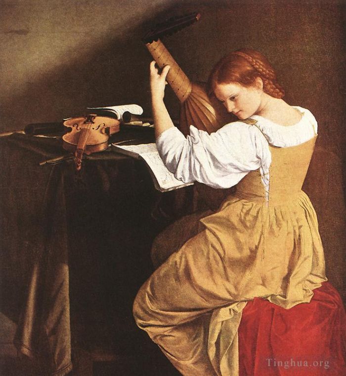 Orazio Lomi Gentileschi Peinture à l'huile - Joueur de luth