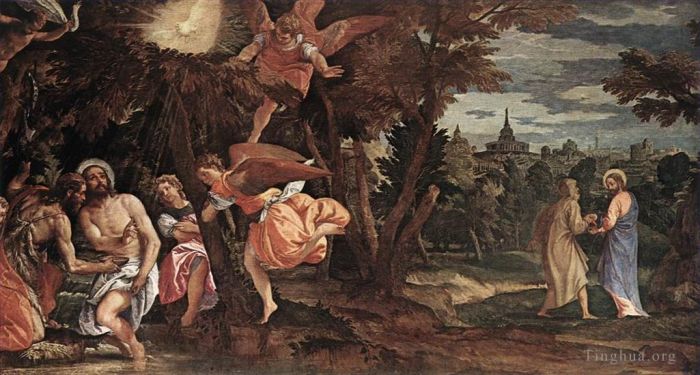 Paolo Veronese Peinture à l'huile - Baptême et tentation de Ch