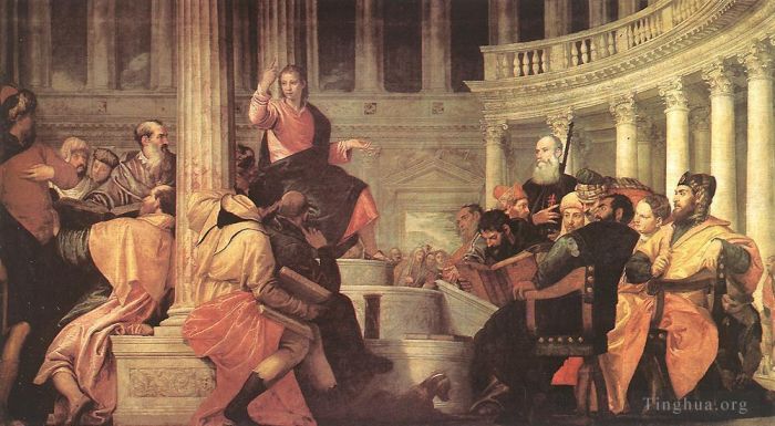 Paolo Veronese Peinture à l'huile - Jésus parmi les docteurs du Temple
