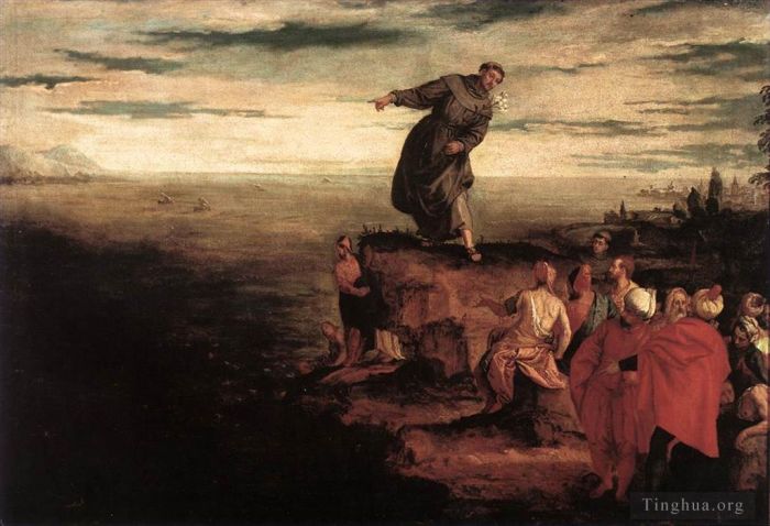Paolo Veronese Peinture à l'huile - Saint Antoine prêchant aux poissons