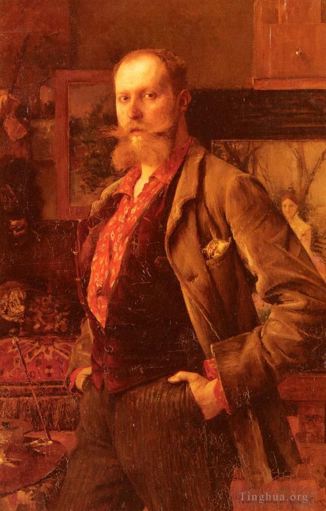 Pascal-Adolphe-Jean Dagnan-Bouveret Peinture à l'huile - Portrait De Gustave Courtois