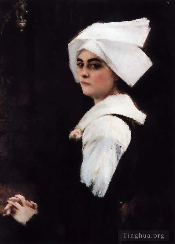 Pascal-Adolphe-Jean Dagnan-Bouveret Peinture à l'huile - Portrait de fille bretonne