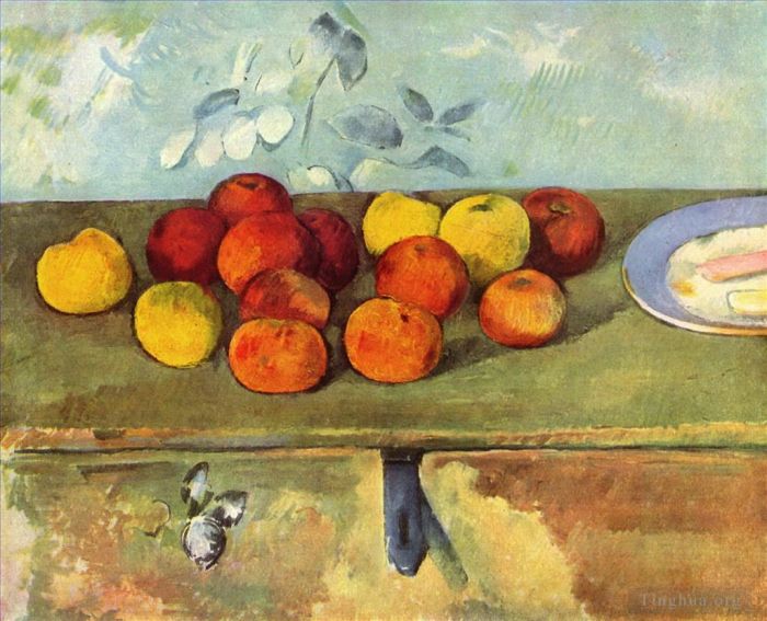 Paul Cézanne Peinture à l'huile - Pommes et Biscuits