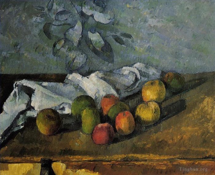 Paul Cézanne Peinture à l'huile - Des pommes et une serviette