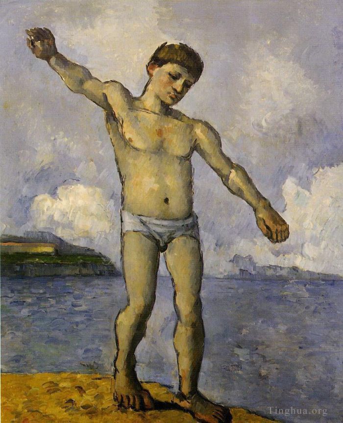 Paul Cézanne Peinture à l'huile - Baigneuse aux bras tendus