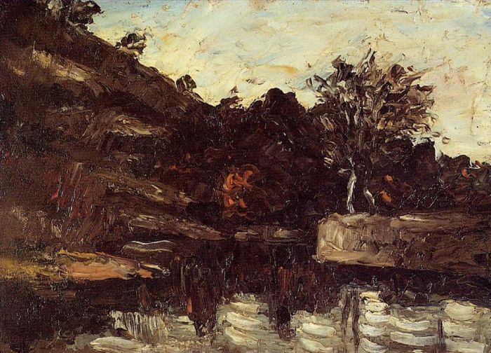 Paul Cézanne Peinture à l'huile - Coude dans la rivière