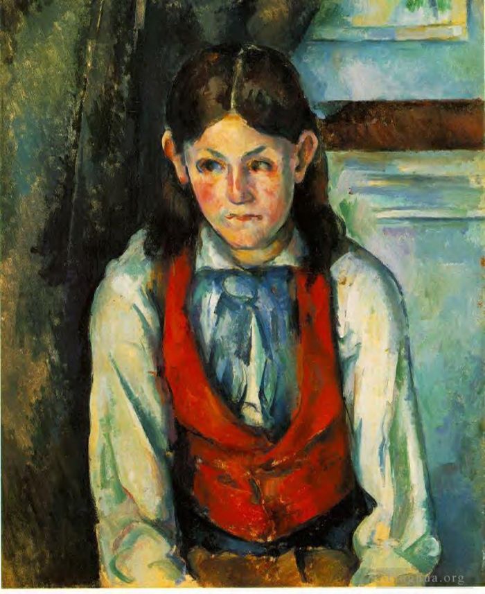 Paul Cézanne Peinture à l'huile - Le Garçon au gilet rouge