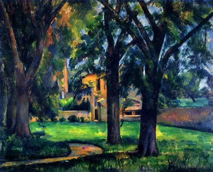 Paul Cézanne Peinture à l'huile - Châtaignier et ferme