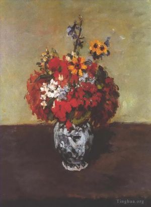 Paul Cézanne œuvres - Dahlias dans un vase de Delft