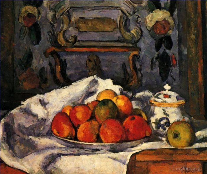 Paul Cézanne Peinture à l'huile - Plat de pommes