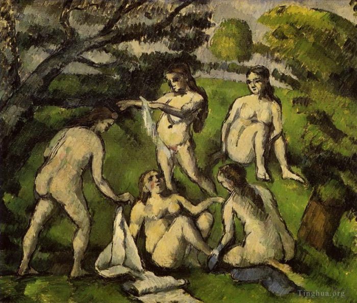 Paul Cézanne Peinture à l'huile - Cinq baigneurs 2