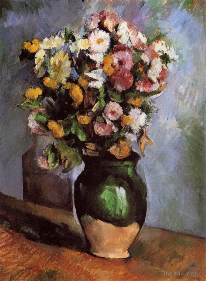 Paul Cézanne Peinture à l'huile - Fleurs dans un pot d'olive