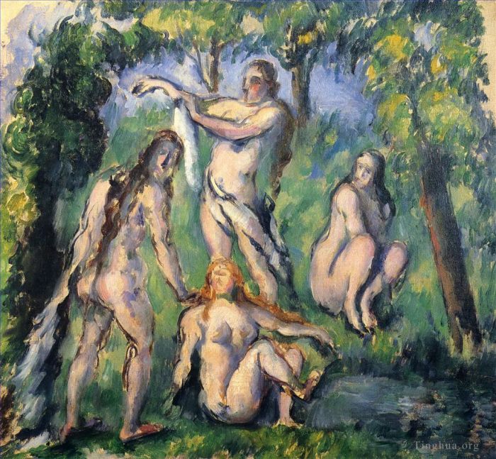 Paul Cézanne Peinture à l'huile - Quatre baigneurs 2
