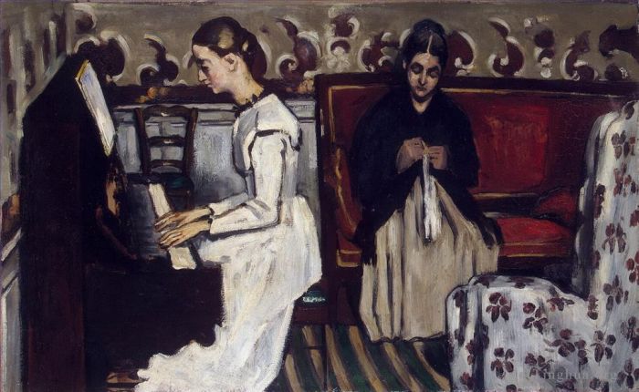 Paul Cézanne Peinture à l'huile - Fille au piano