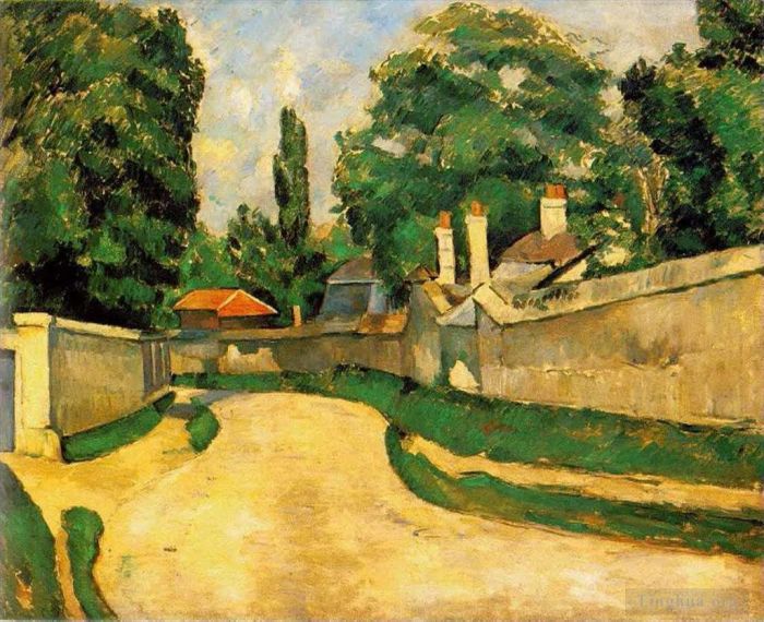 Paul Cézanne Peinture à l'huile - Maisons le long d’une route