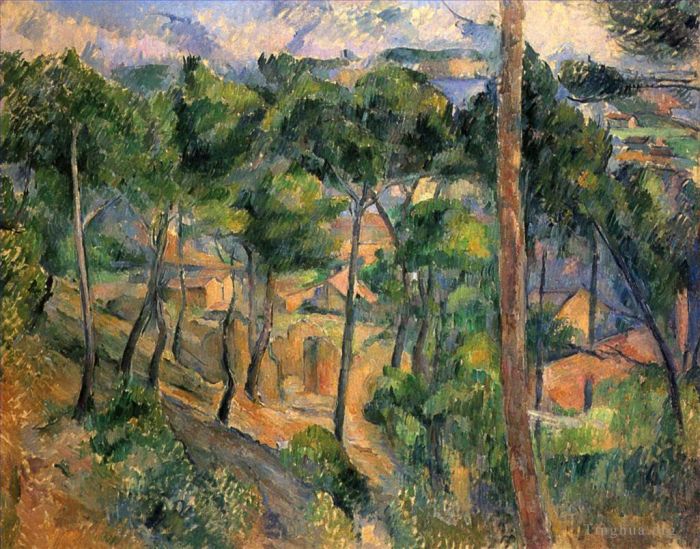 Paul Cézanne Peinture à l'huile - L Estaque Vue A Travers Les Pins