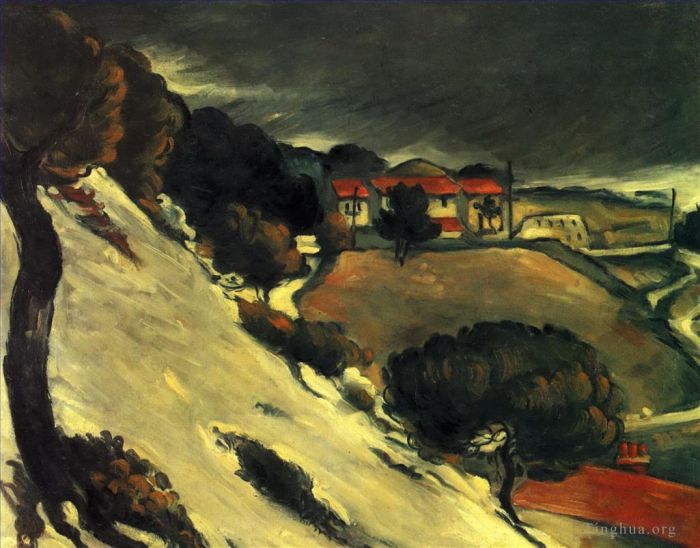 Paul Cézanne Peinture à l'huile - L'Estaque sous la neige