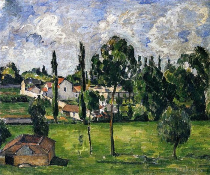 Paul Cézanne Peinture à l'huile - Paysage avec ligne de flottaison