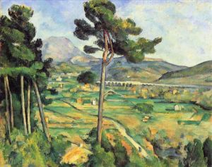 Paul Cézanne œuvres - Paysage avec viaduc Montagne Sainte Victoire