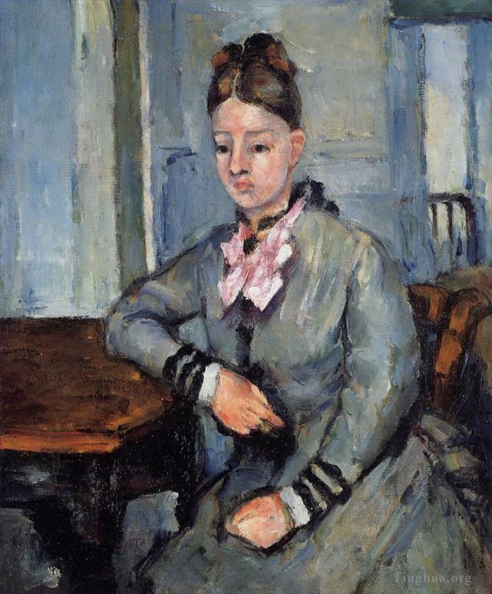 Paul Cézanne Peinture à l'huile - Madame Cézanne appuyée sur une table