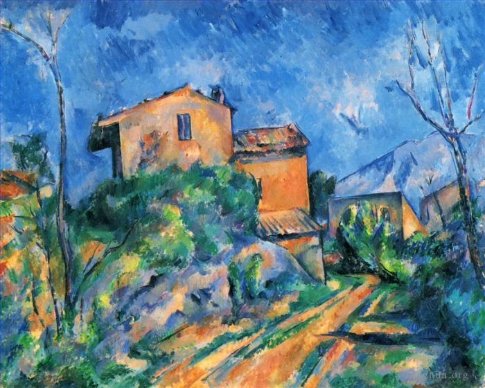 Paul Cézanne Peinture à l'huile - Maison Maria avec vue sur Château Noir