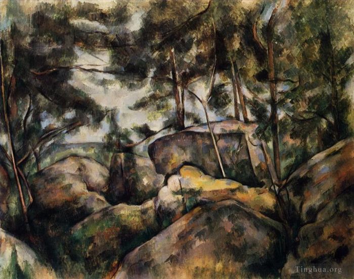 Paul Cézanne Peinture à l'huile - Rochers à Fountainebleau