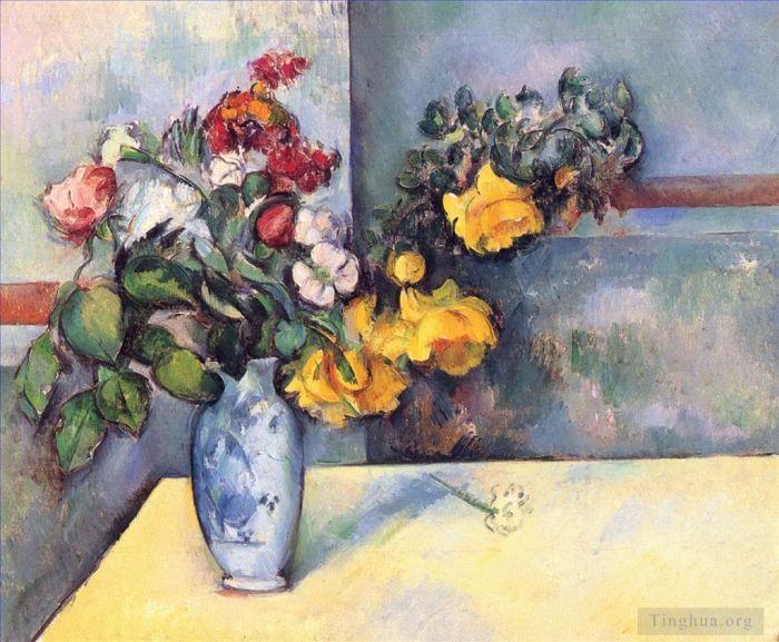 Paul Cézanne Peinture à l'huile - Fleurs nature morte dans un vase