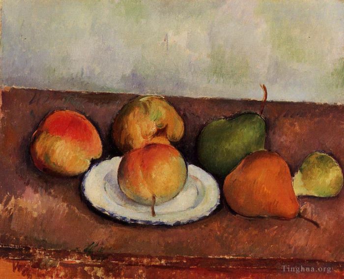 Paul Cézanne Peinture à l'huile - Assiette Nature Morte et Fruits 2