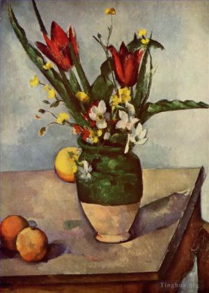 Paul Cézanne œuvres - Nature morte tulipes et pommes
