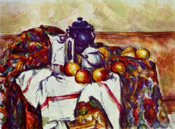Paul Cézanne Peinture à l'huile - Nature morte au pot bleu
