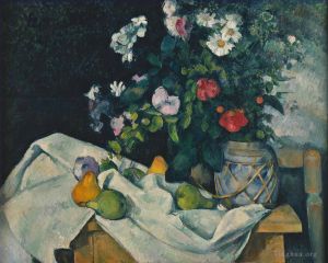 Paul Cézanne œuvres - Nature morte avec fleurs et fruits