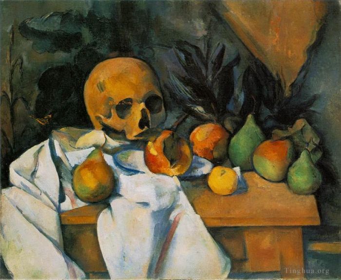 Paul Cézanne Peinture à l'huile - Nature morte au crâne