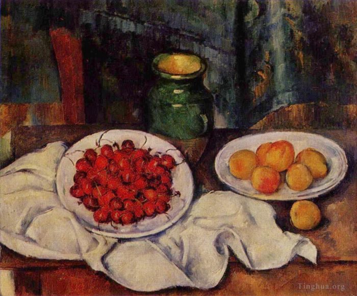 Paul Cézanne Peinture à l'huile - Nature morte à l'assiette de cerises 1887