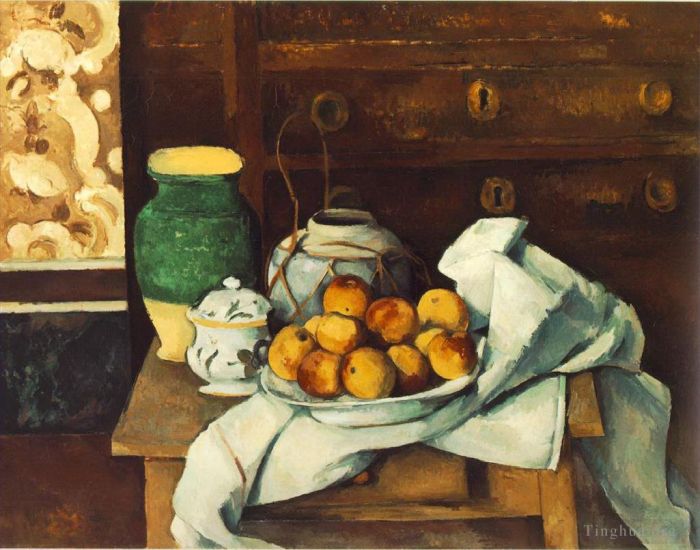 Paul Cézanne Peinture à l'huile - Nature morte devant une commode