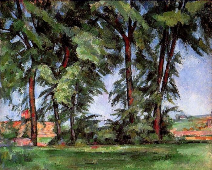 Paul Cézanne Peinture à l'huile - Grands arbres au Jas de Bouffan