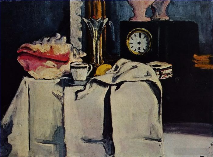 Paul Cézanne Peinture à l'huile - L'horloge en marbre noir