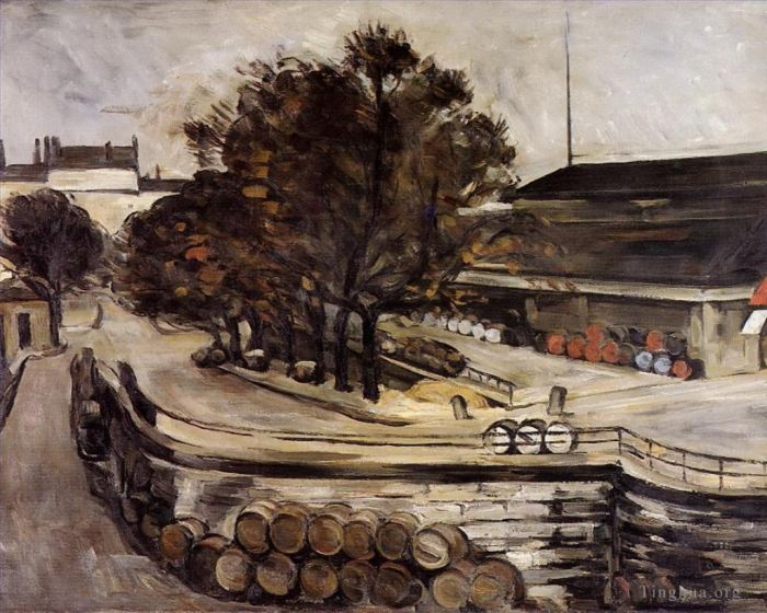 Paul Cézanne Peinture à l'huile - La Halle aux Vins vue de la rue de Jussieu