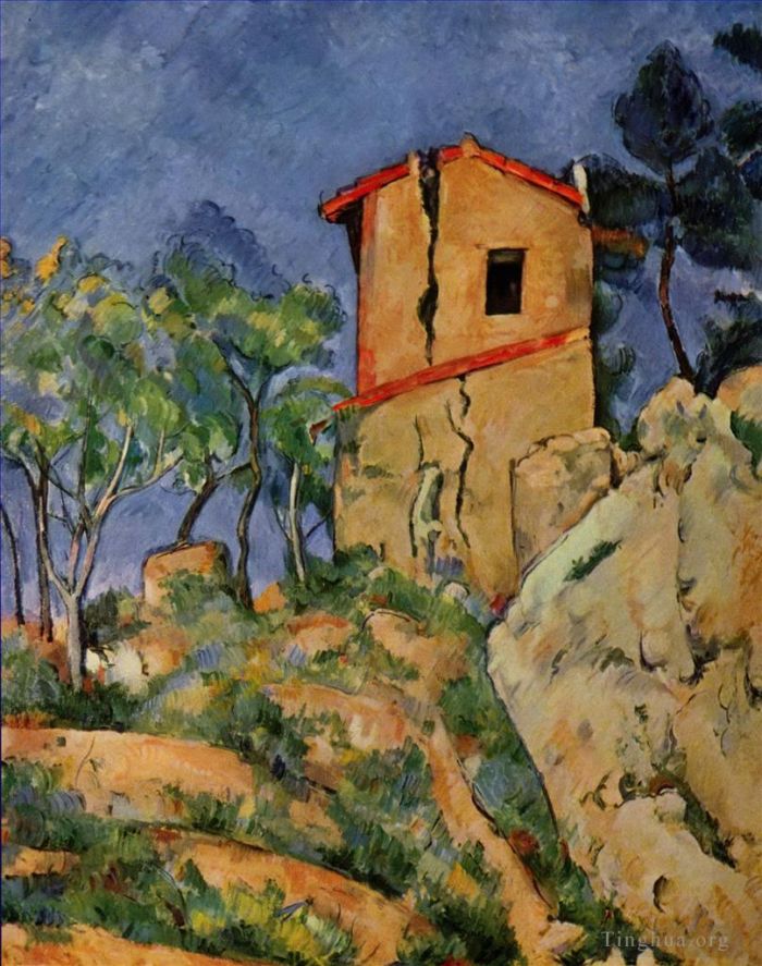 Paul Cézanne Peinture à l'huile - La maison aux murs fissurés