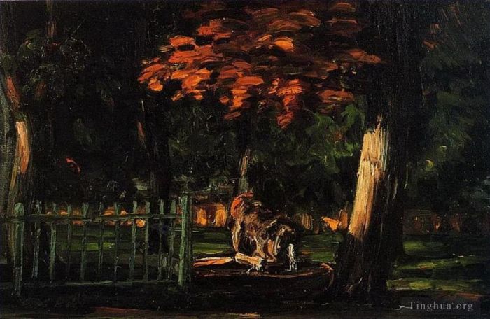 Paul Cézanne Peinture à l'huile - Le Lion et le Bassin au Jas de Bouffan
