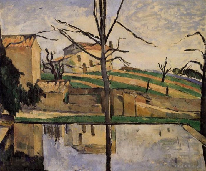 Paul Cézanne Peinture à l'huile - La Piscine du Jas de Bouffan
