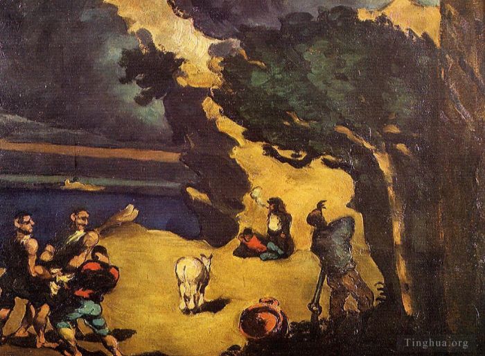 Paul Cézanne Peinture à l'huile - Les voleurs et l'âne